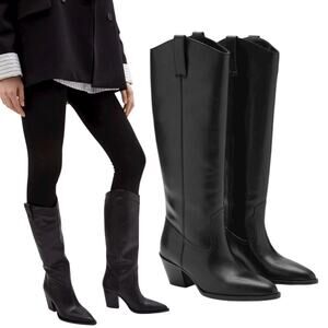 Mango Classic Black Heeled Boots